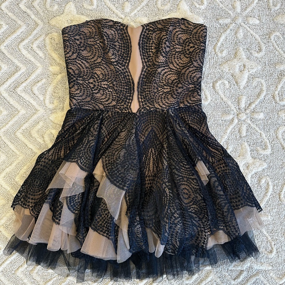 BCBGMaxAzria Black and Tan Lace Dress